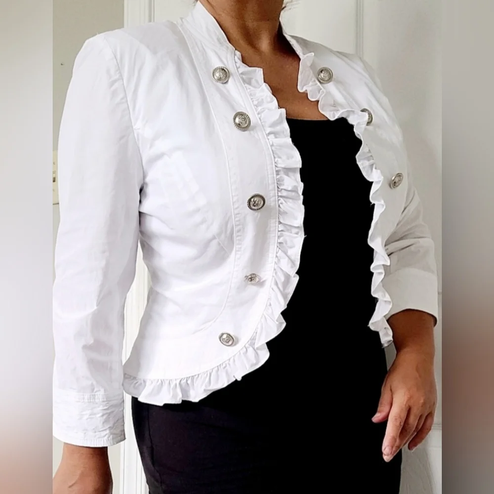 INC International Concepts Women Jacket Open Front Stretch Cotton White Medium P - Picture 15 of 16